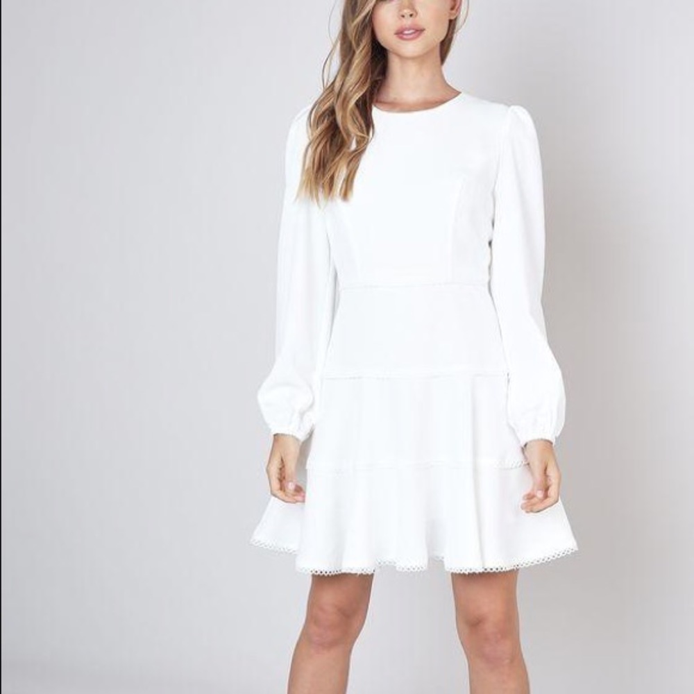 White long sleeve mini dress